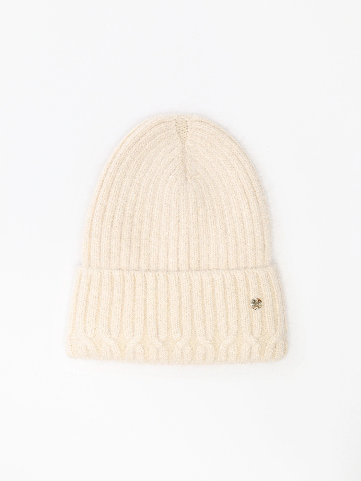 Шапка-бини из ангоры и нейлона с отворотом в ассортименте